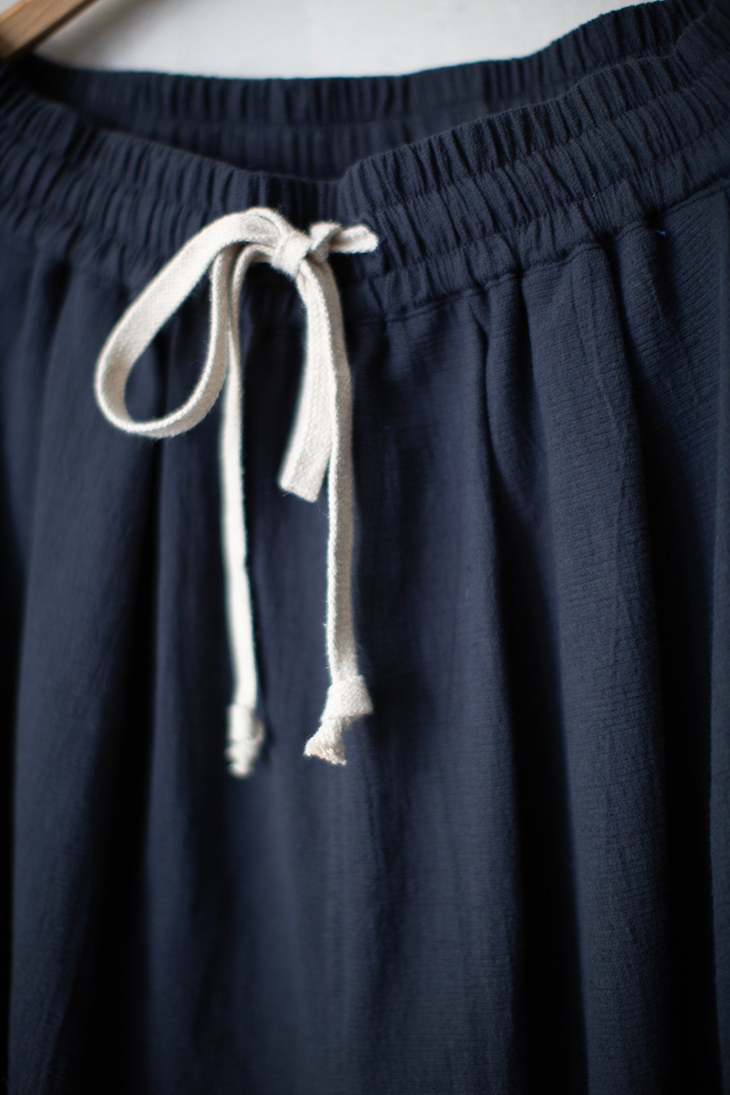 midnight washed panama cotton linen wide fit short pants