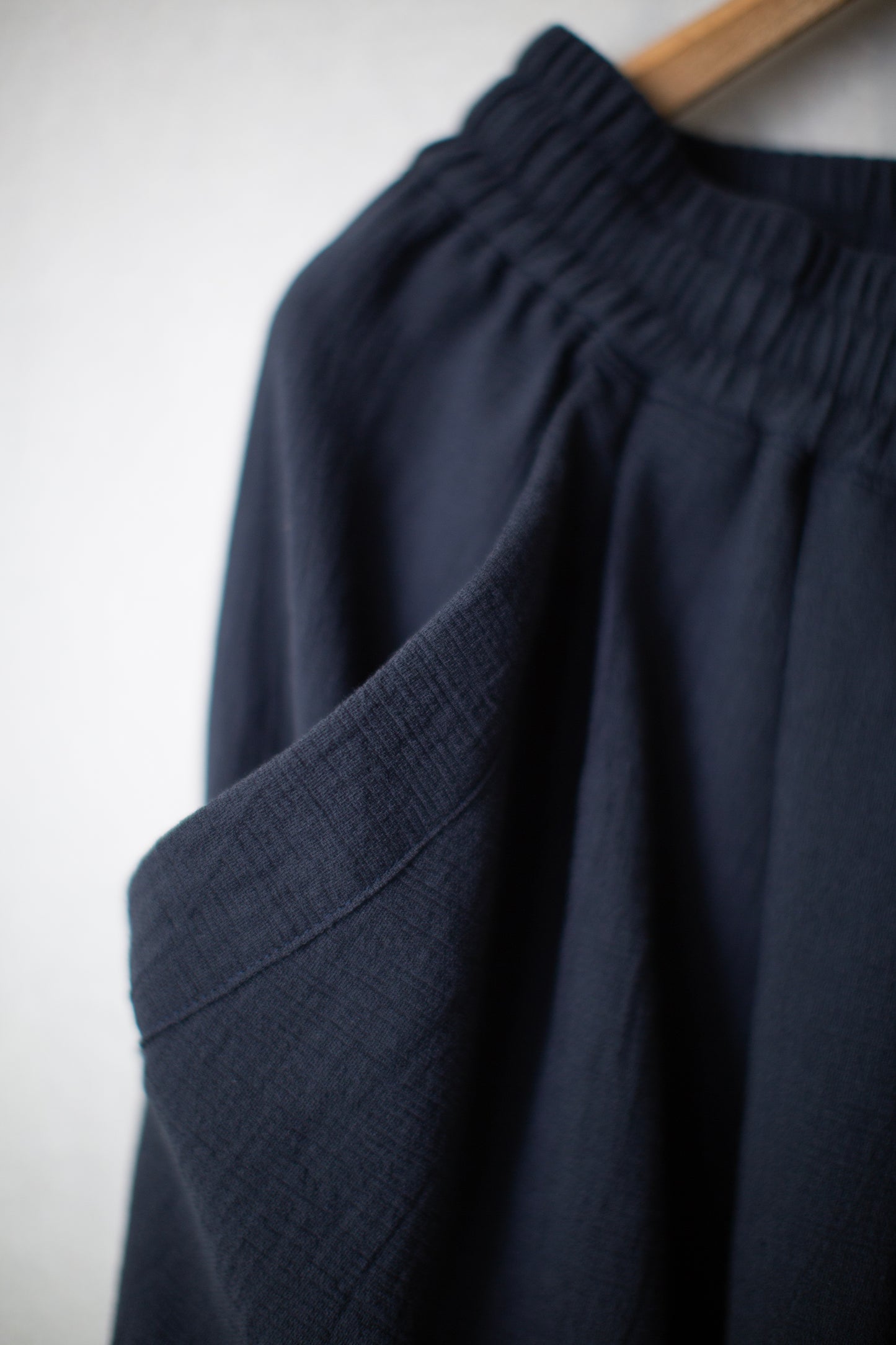 midnight washed panama cotton linen wide fit short pants