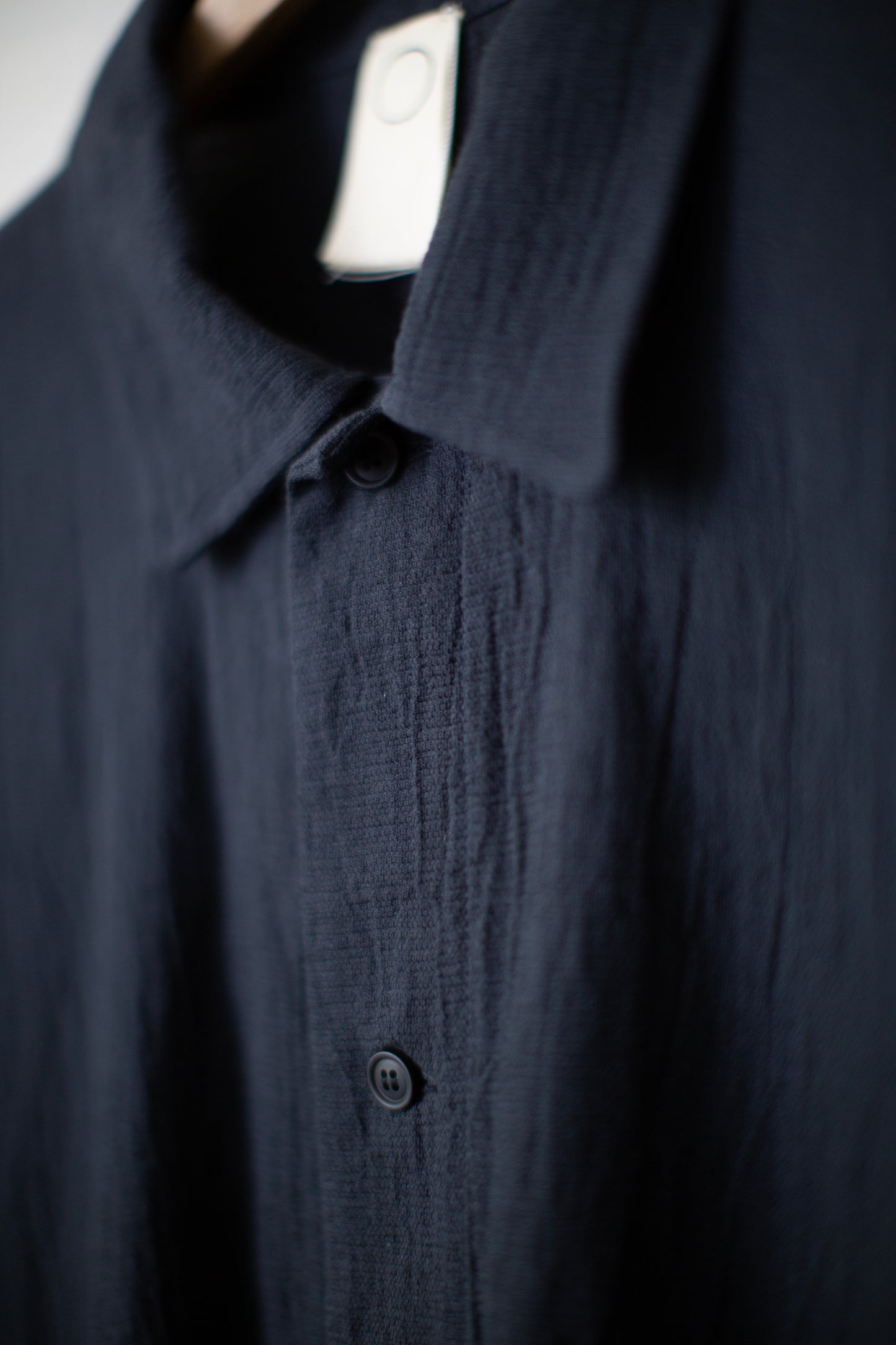 midnight washed panama cotton linen wide fit shirt