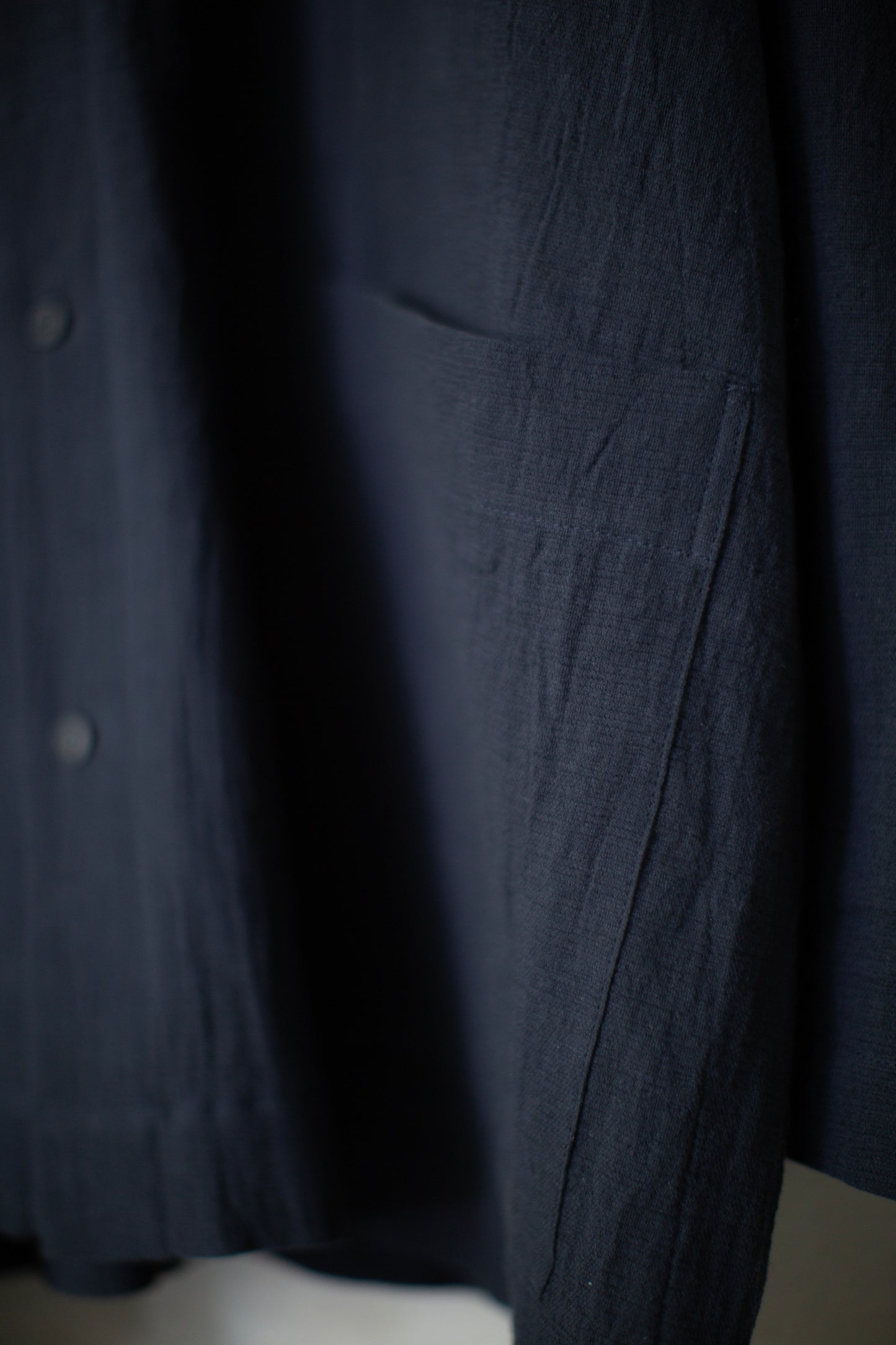 midnight washed panama cotton linen wide fit shirt