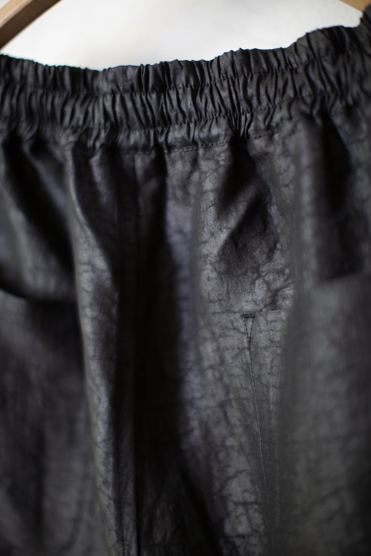 black cracked silk easy wide pants