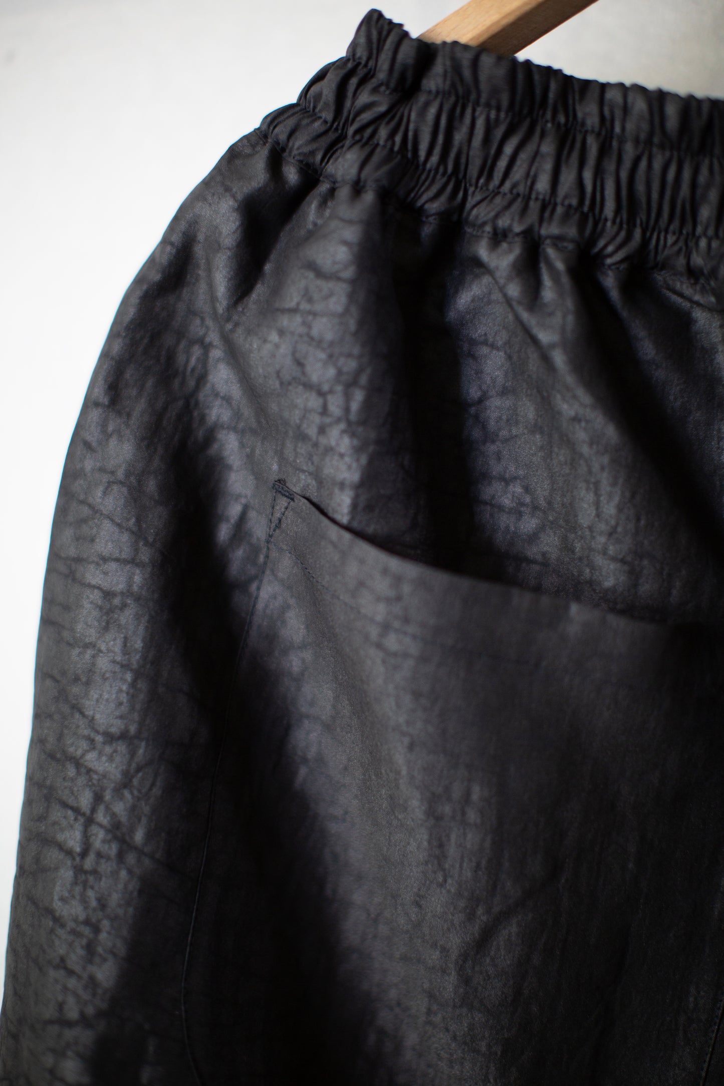 black cracked silk easy wide pants