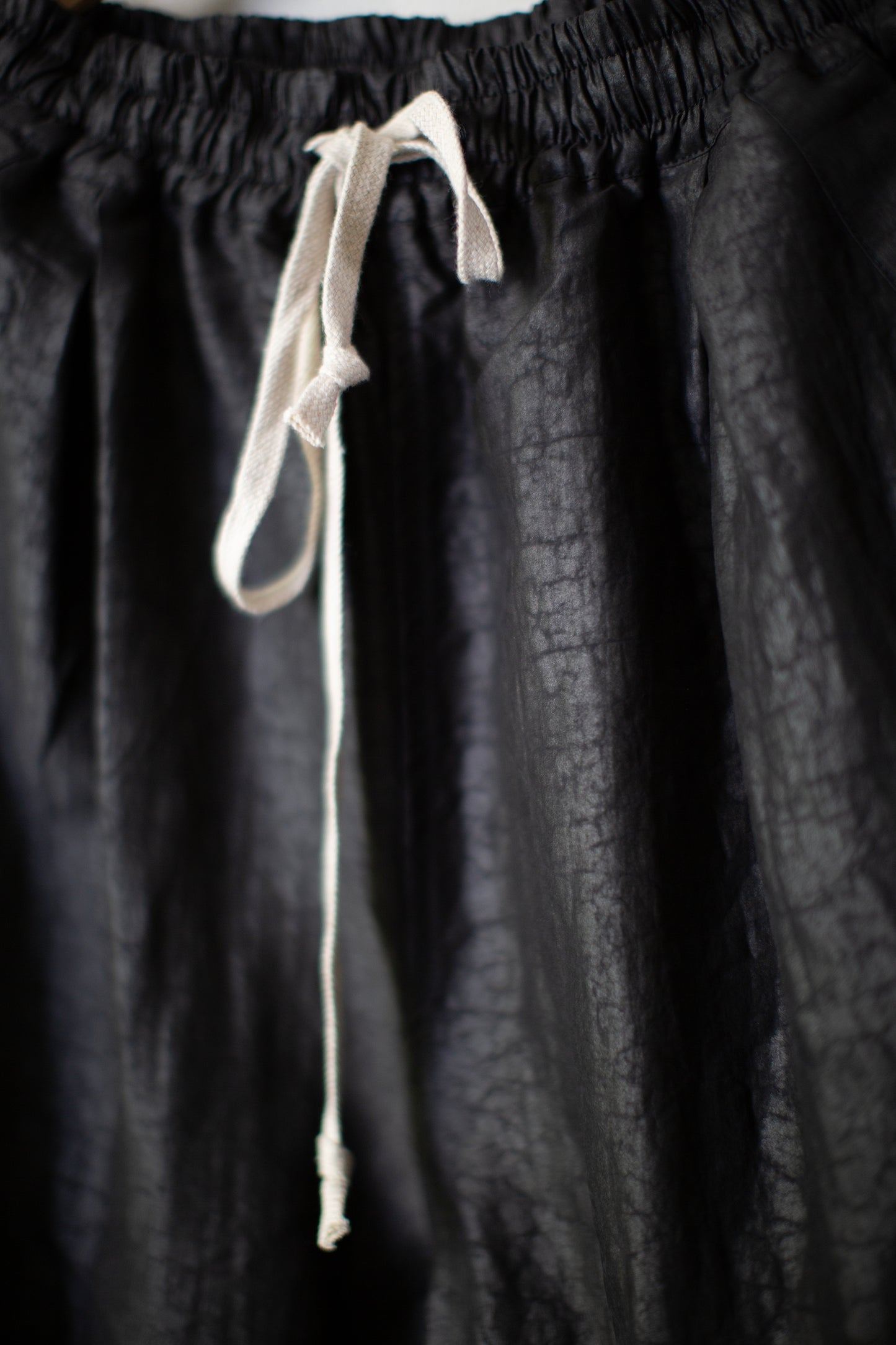 black cracked silk easy wide pants