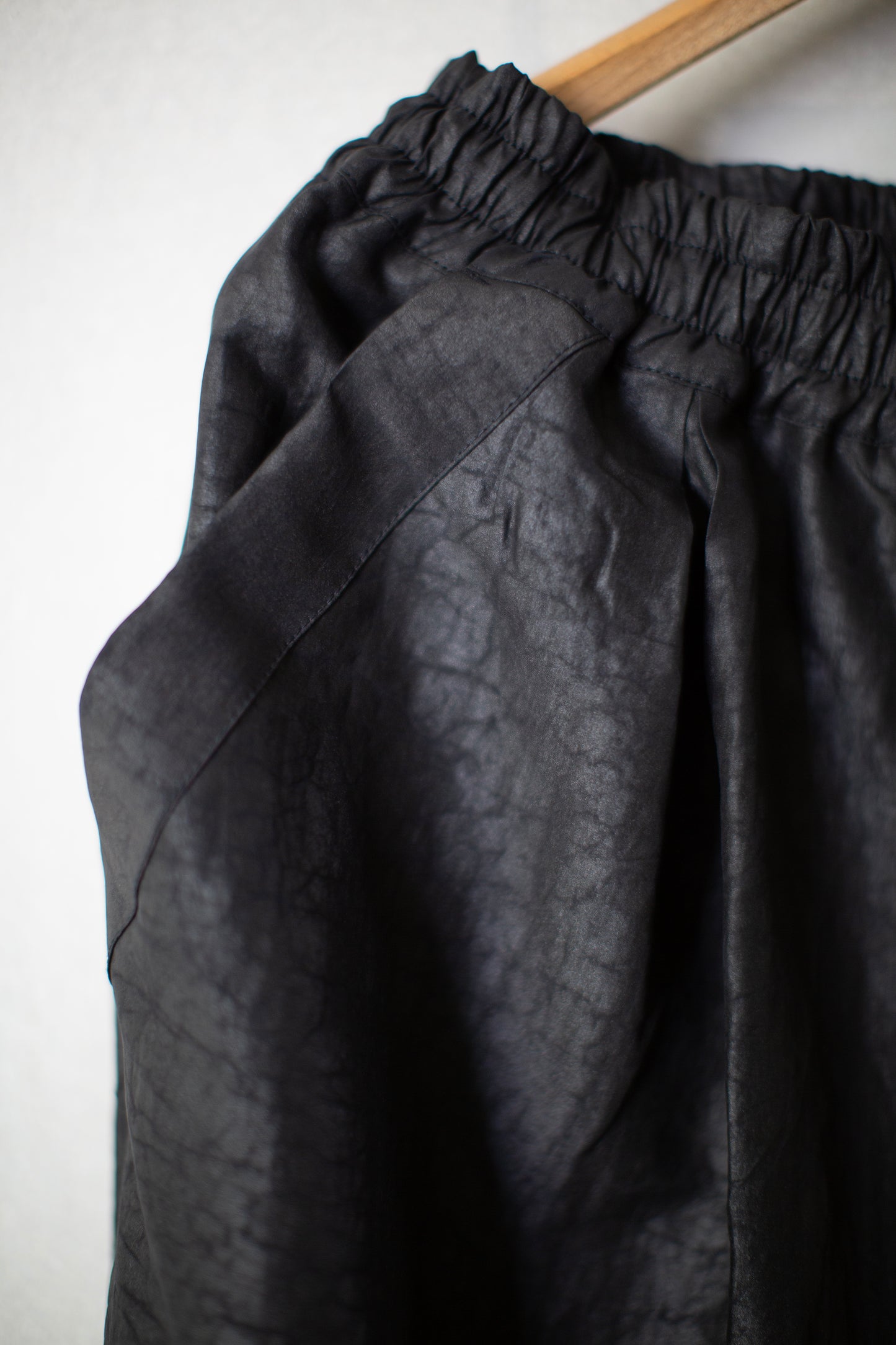 black cracked silk easy wide pants