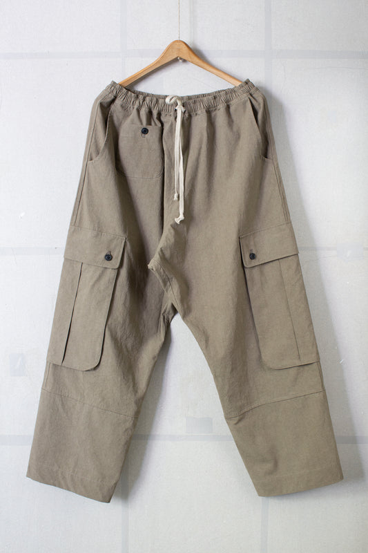 mocha sundryed cotton satin cargo trousers