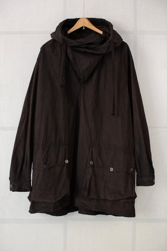 Fabric Forming Anorak in Natural Dye Dark Mud Brown
