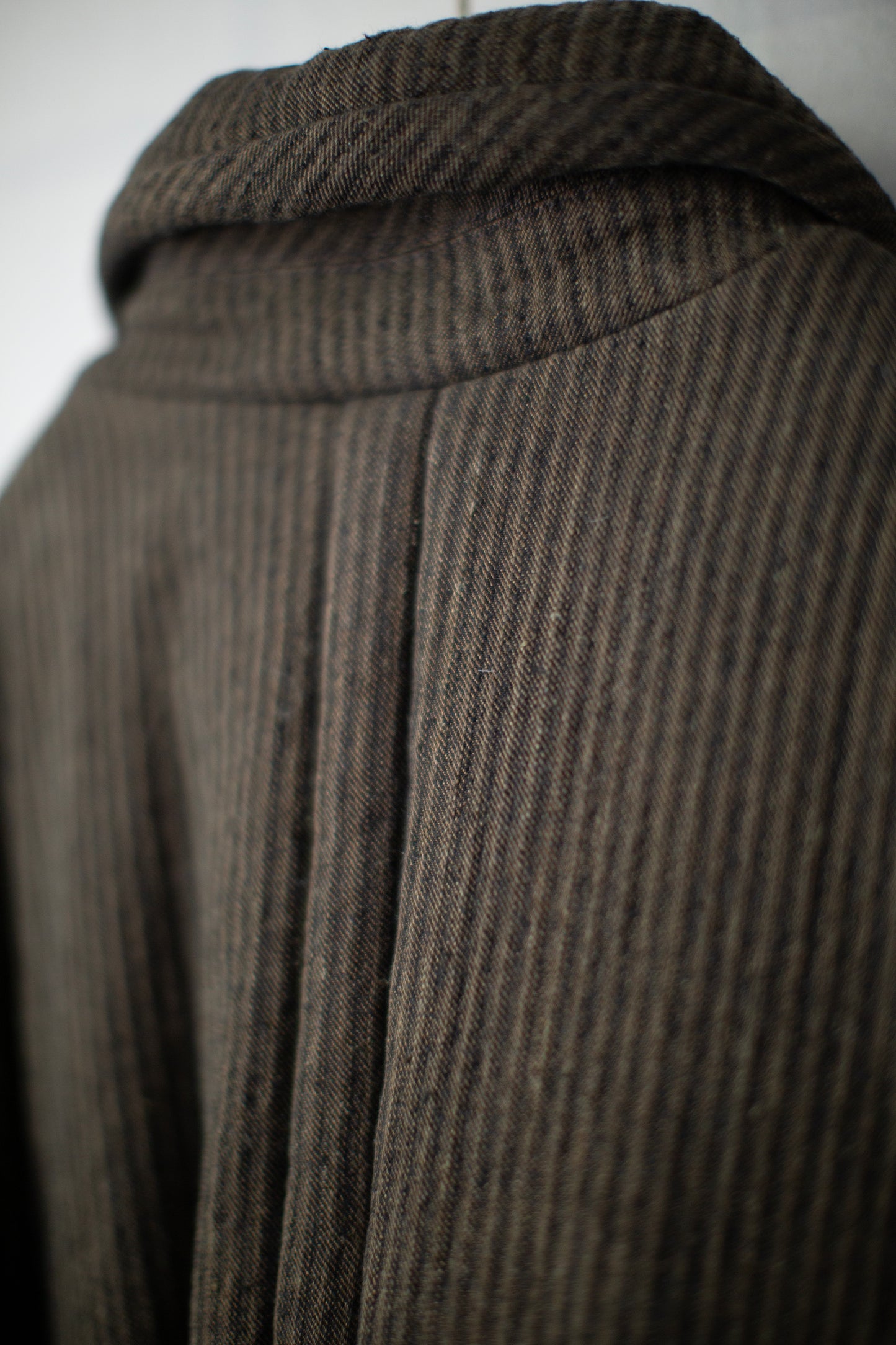 JACKET#67 - PADDED KHAKI STRIPED HEMP COTTON REED TWILL