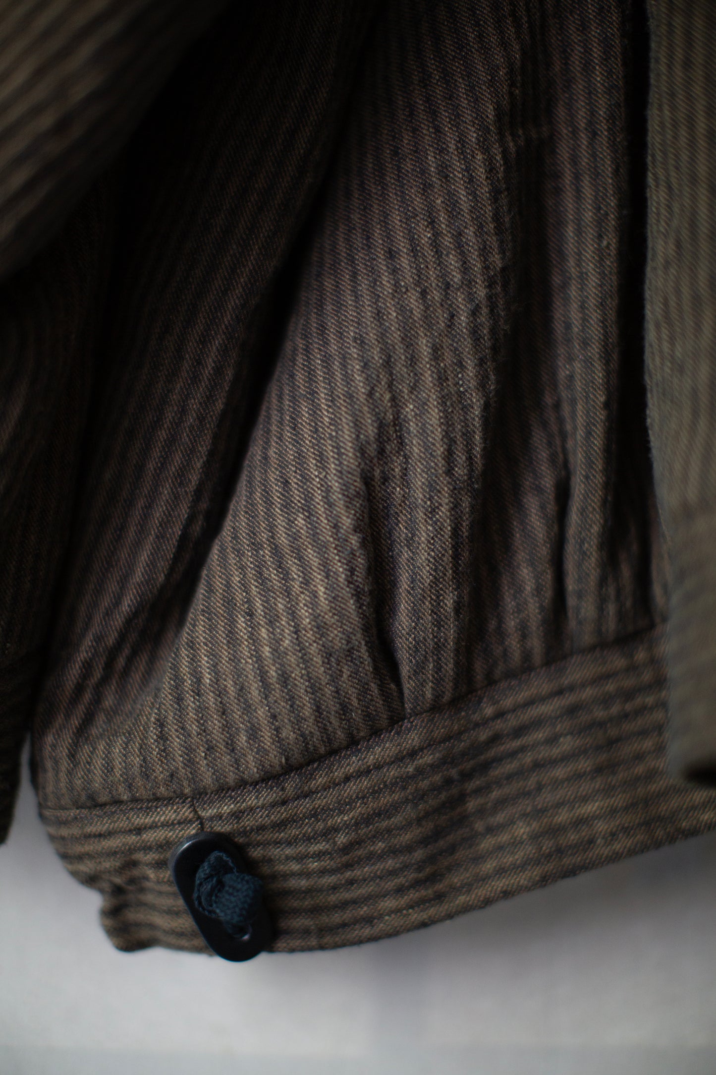 JACKET#67 - PADDED KHAKI STRIPED HEMP COTTON REED TWILL