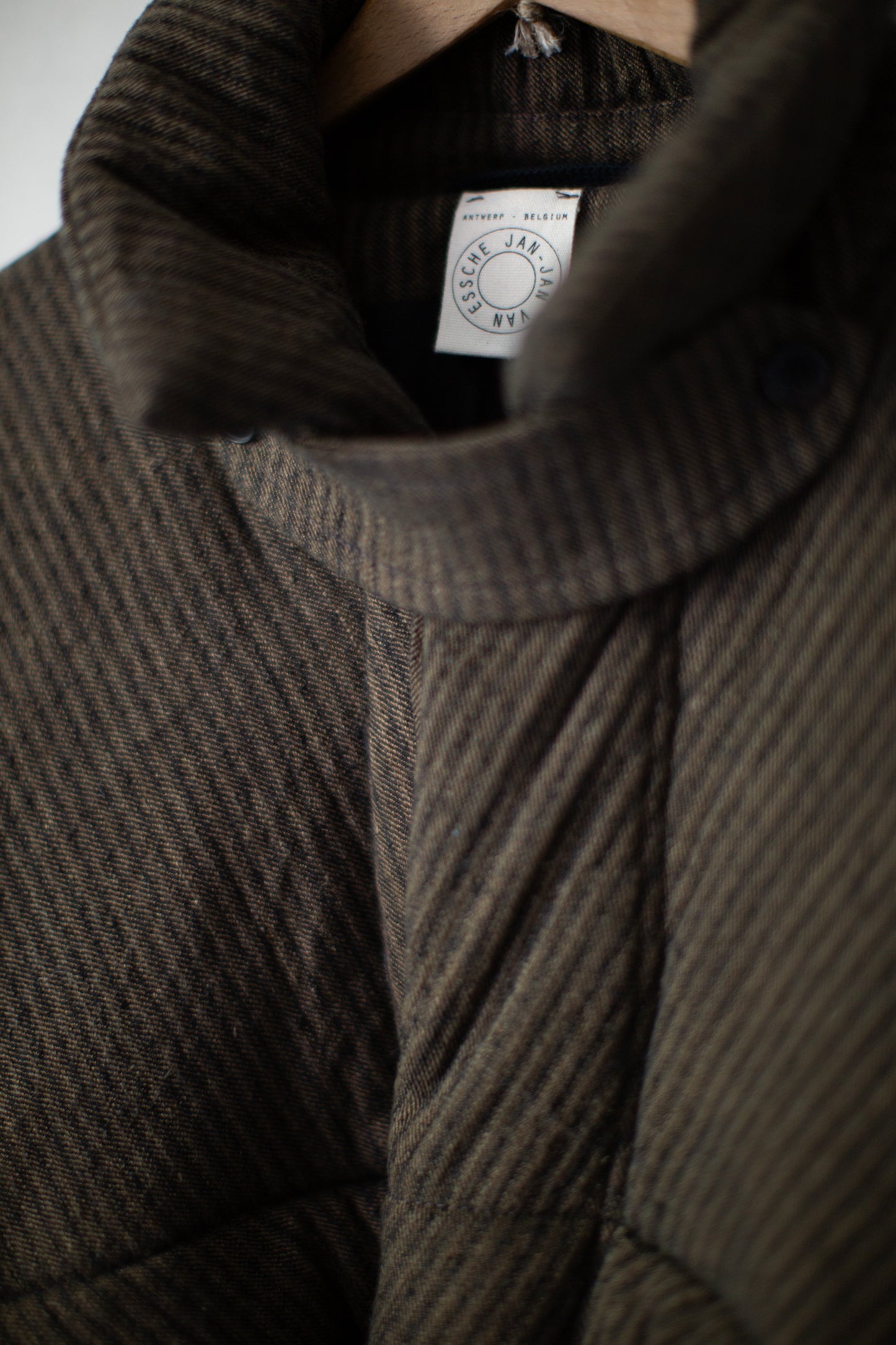 JACKET#67 - PADDED KHAKI STRIPED HEMP COTTON REED TWILL
