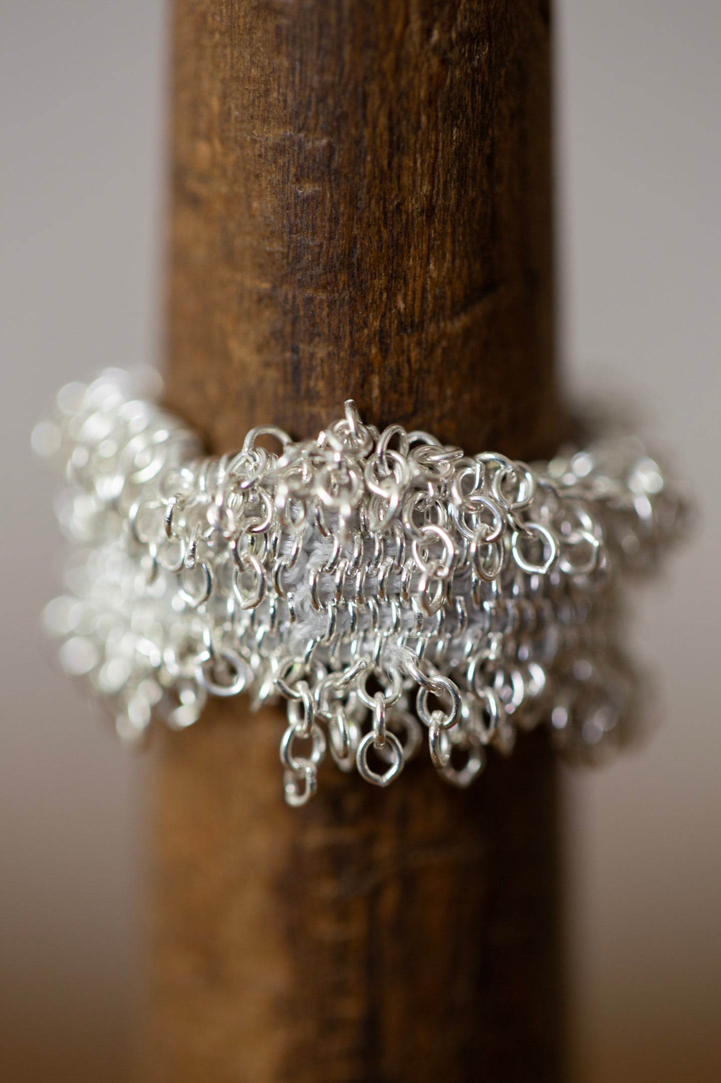 Wide Hand Woven Ring in silver