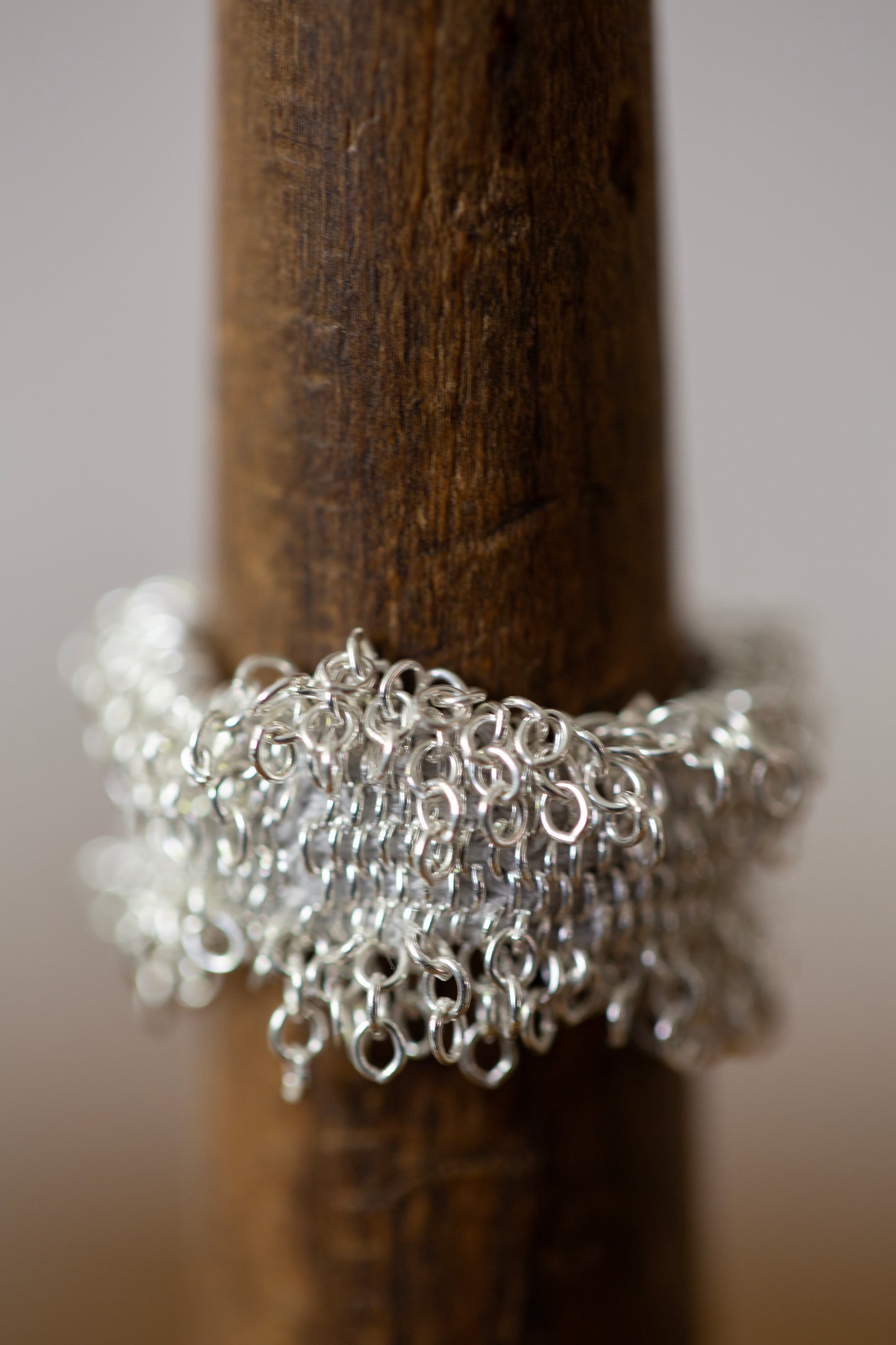 Wide Hand Woven Ring in silver
