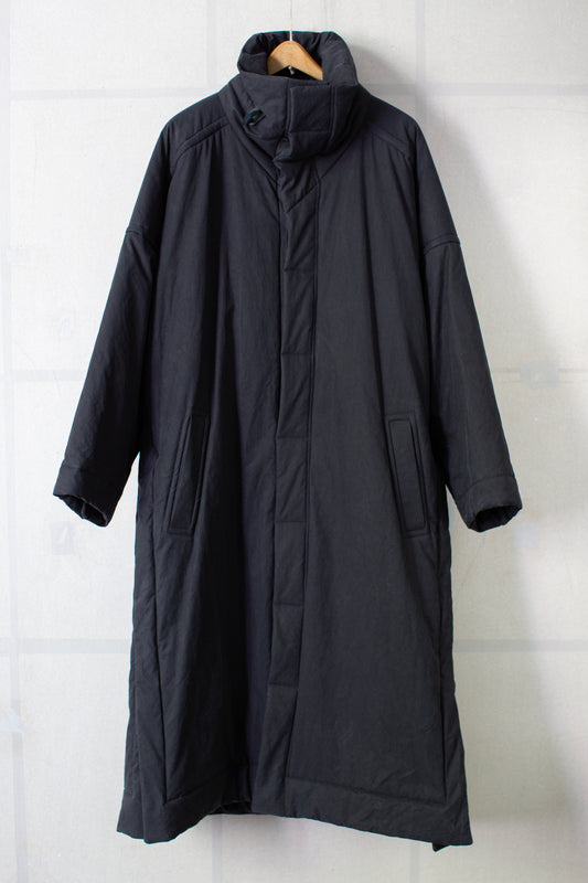 COAT#36 - PADDED DEEP BLACK TIME WASHED CANVAS