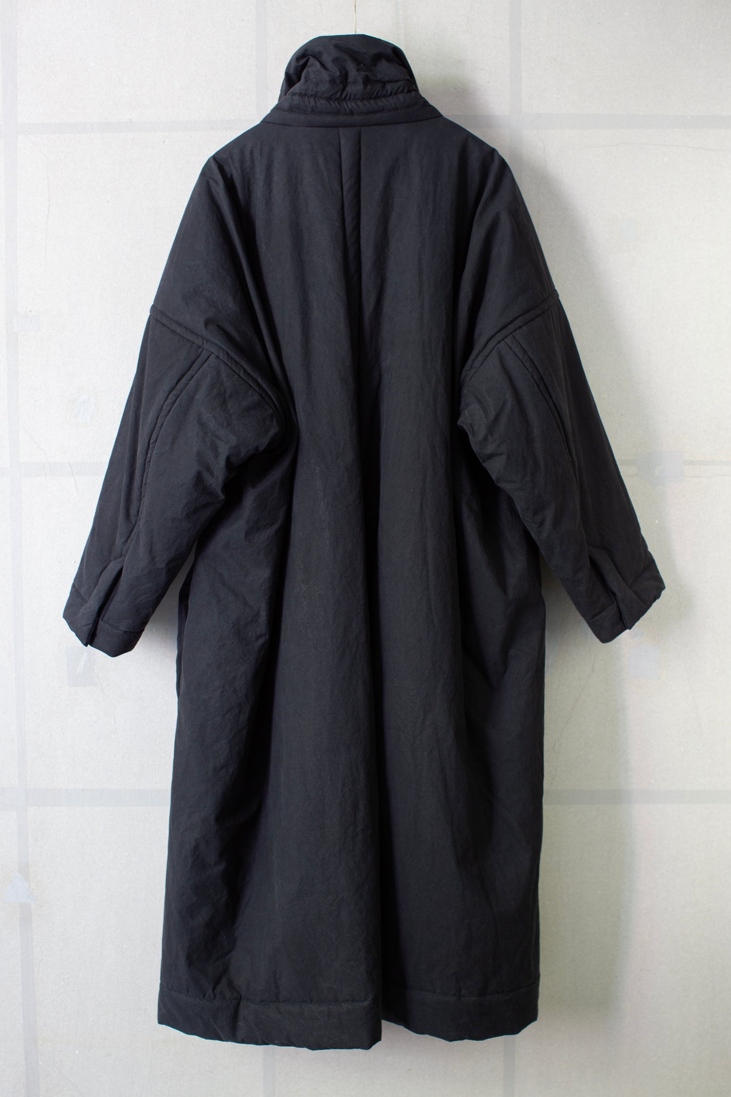 COAT#36 - PADDED DEEP BLACK TIME WASHED CANVAS