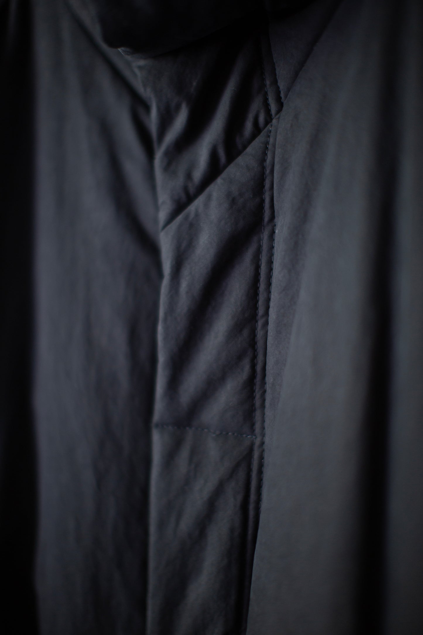 COAT#36 - PADDED DEEP BLACK TIME WASHED CANVAS