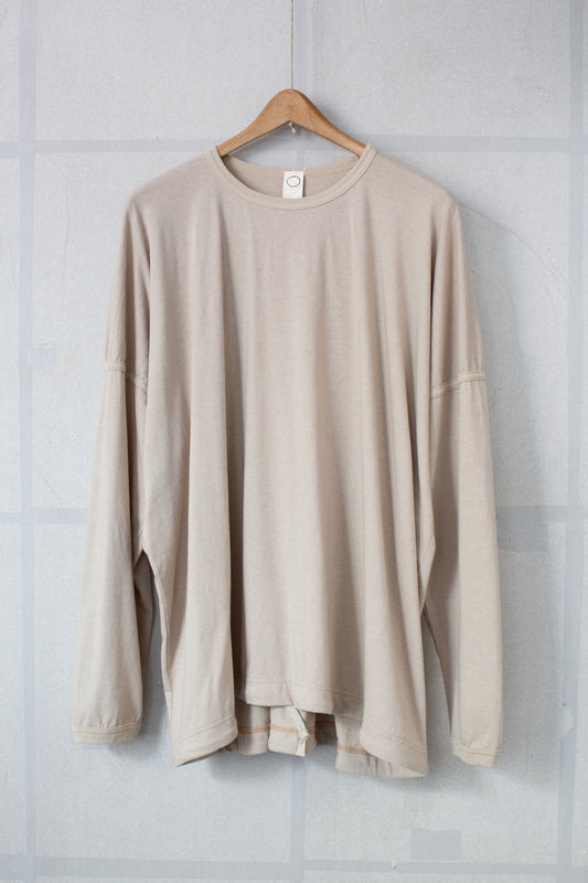 ash sand cotton wool jersey long sleeve balloon tee