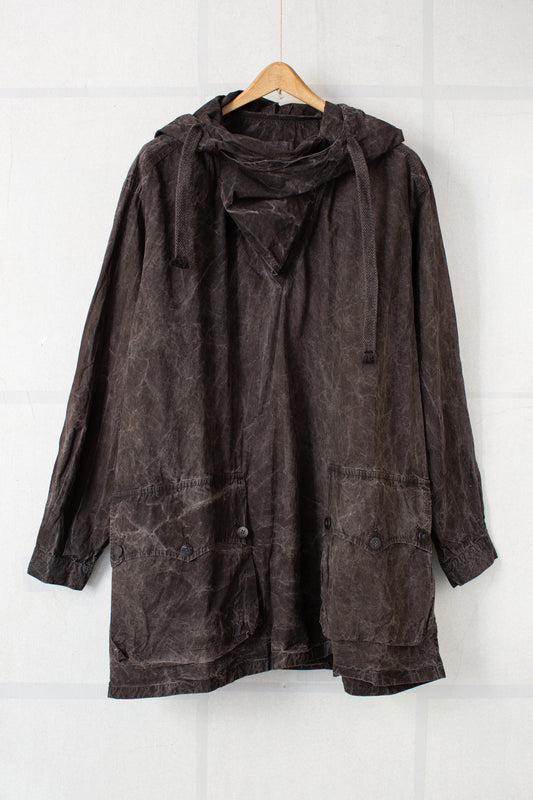 Fabric Forming Anorak in Natural Dye Dark Mud Brown
