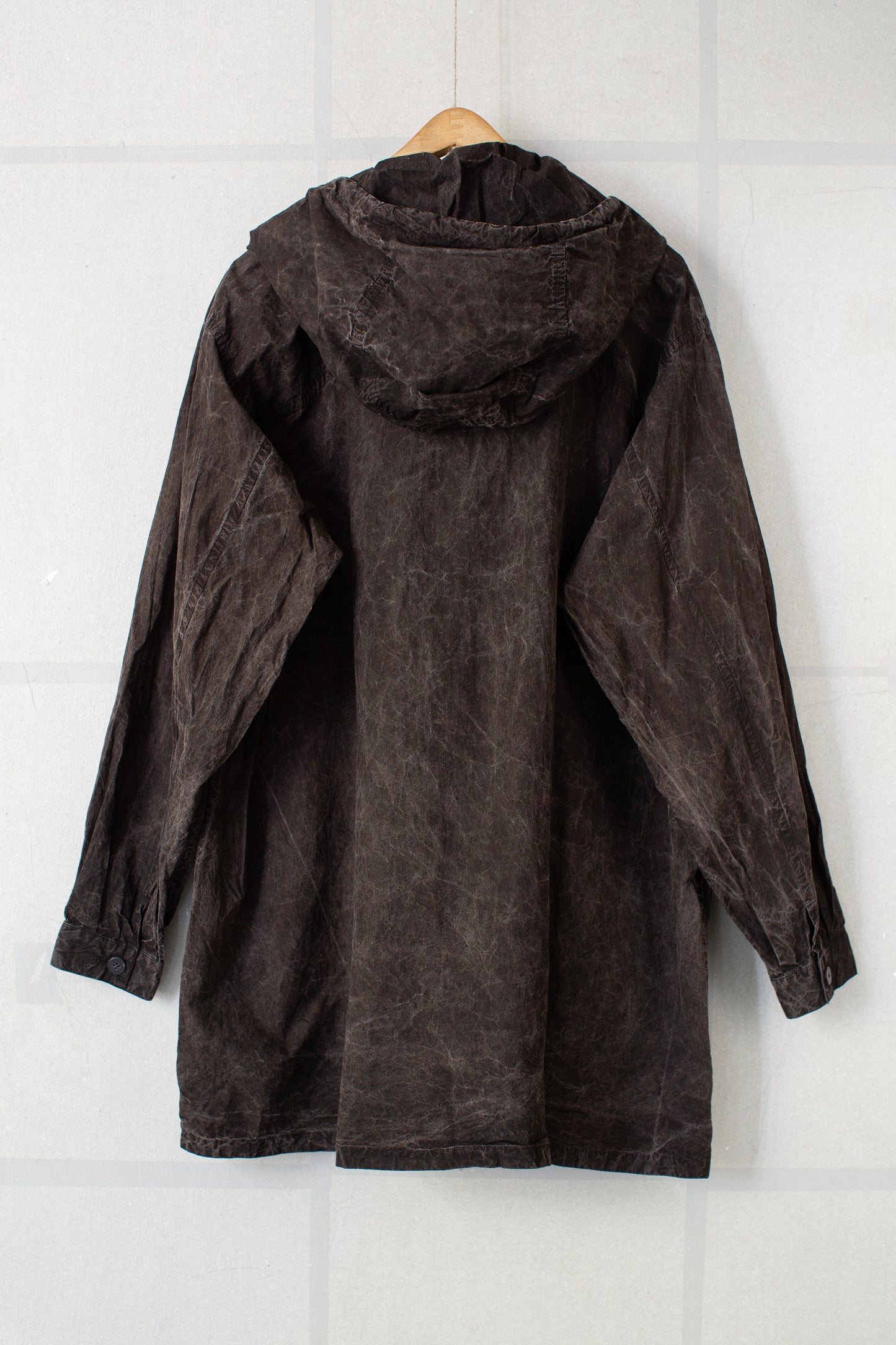 Fabric Forming Anorak in Natural Dye Dark Mud Brown