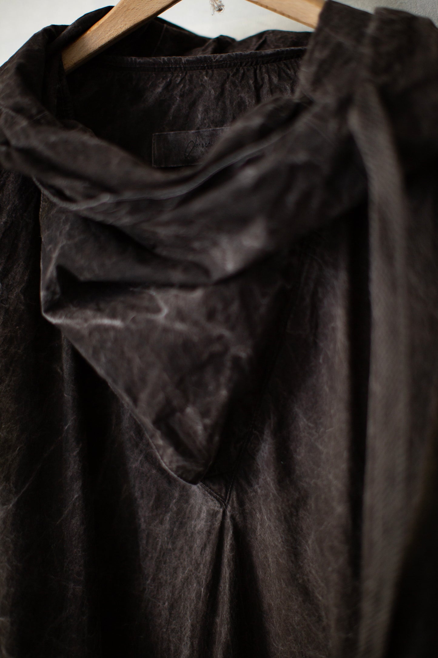 Fabric Forming Anorak in Natural Dye Dark Mud Brown