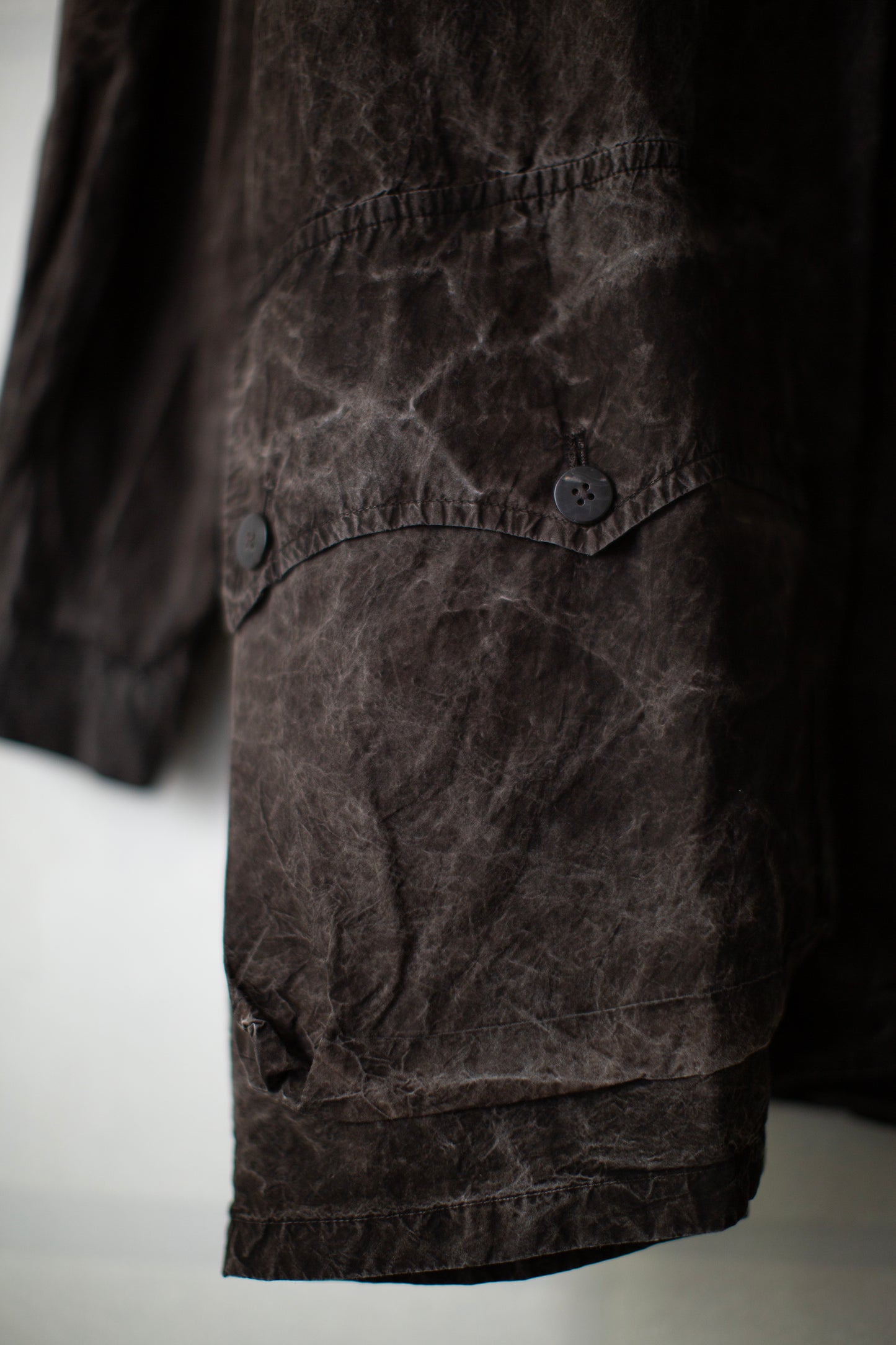 Fabric Forming Anorak in Natural Dye Dark Mud Brown