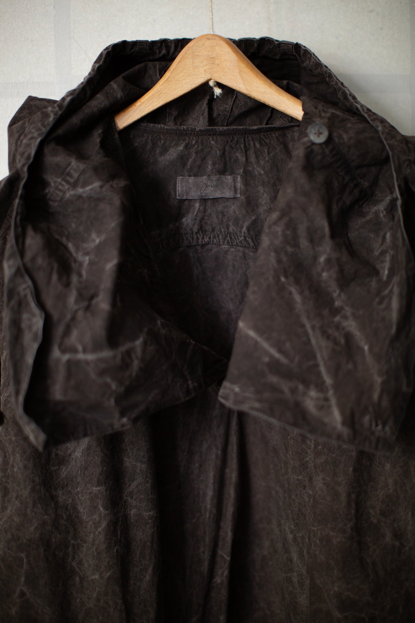 Fabric Forming Anorak in Natural Dye Dark Mud Brown