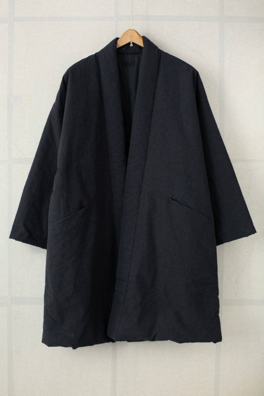 Black Futon Padded Kimono Coat