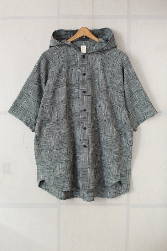 black and white block stripe cloth hooded shirt