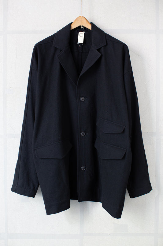 black brushed soft wool cloth blazer jacket