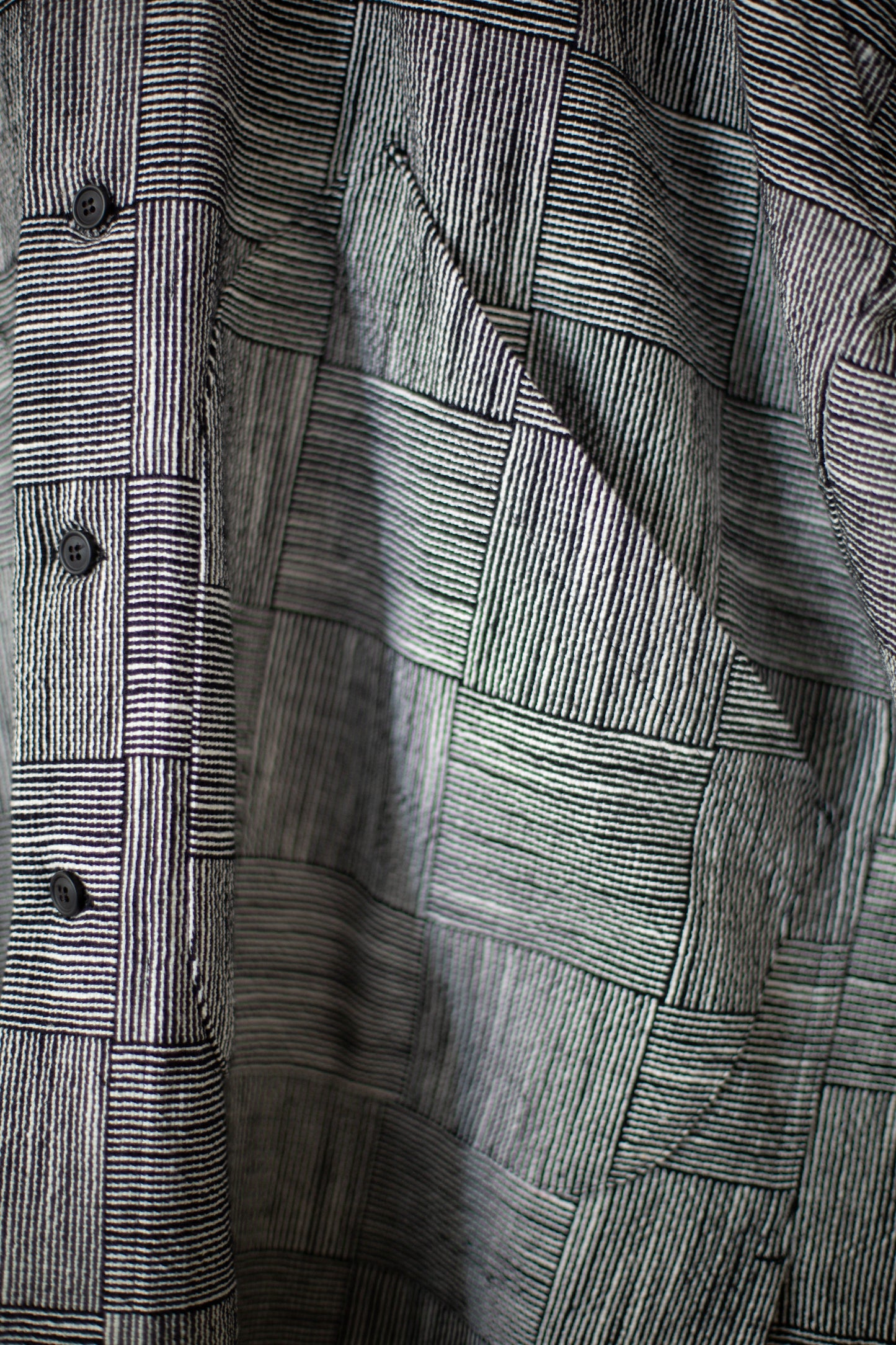black and white block stripe cloth hooded shirt
