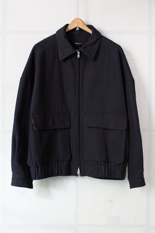 Zip Jacket Two in Black Cotton Kersey