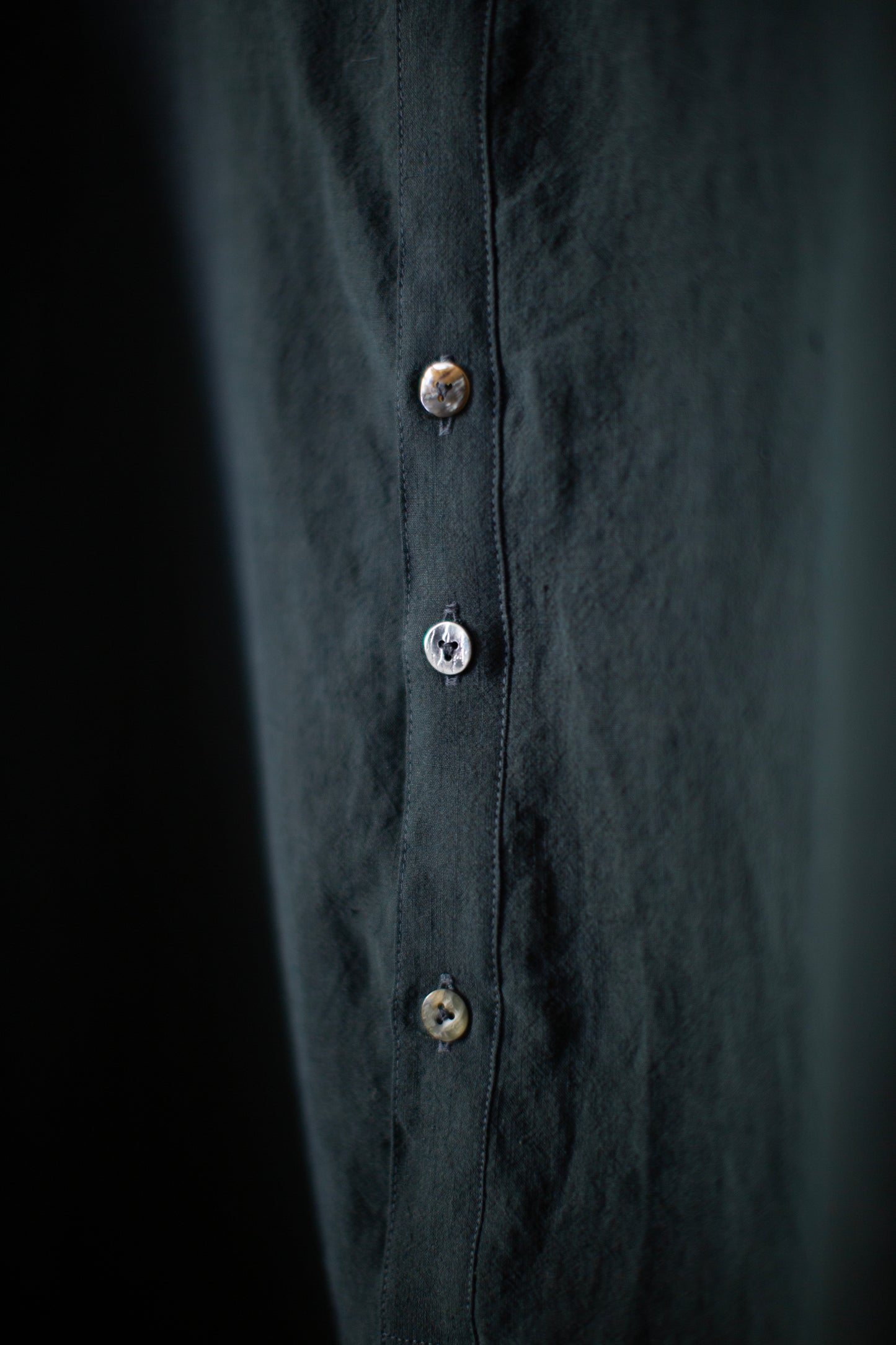 Deep Green Gray Jewelry Buttons Shirt