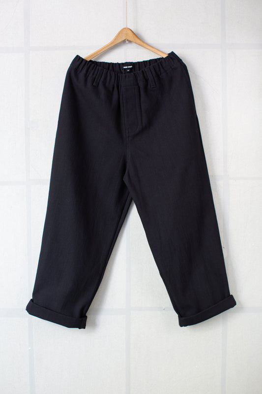 Elastic Pant in Black Cotton Kersey