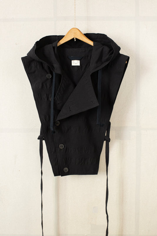 HOODPIECE#1 - BROAD STRIPE CLOTH BLACK