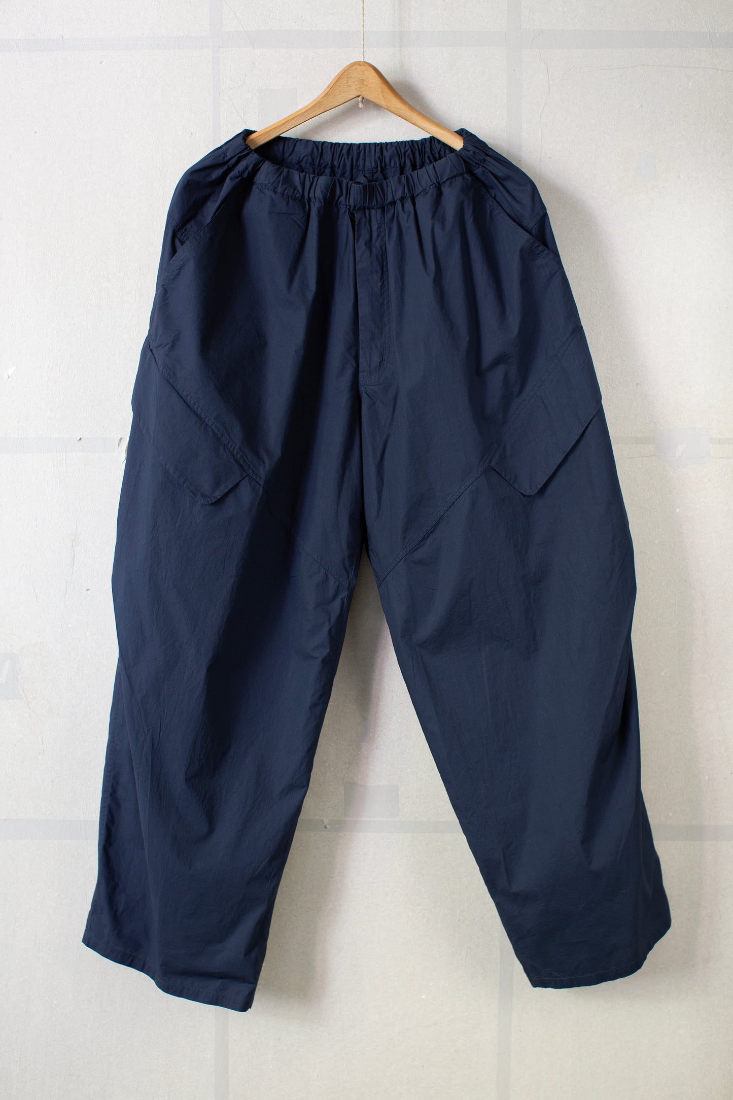 Navy washed cotton utility trousers