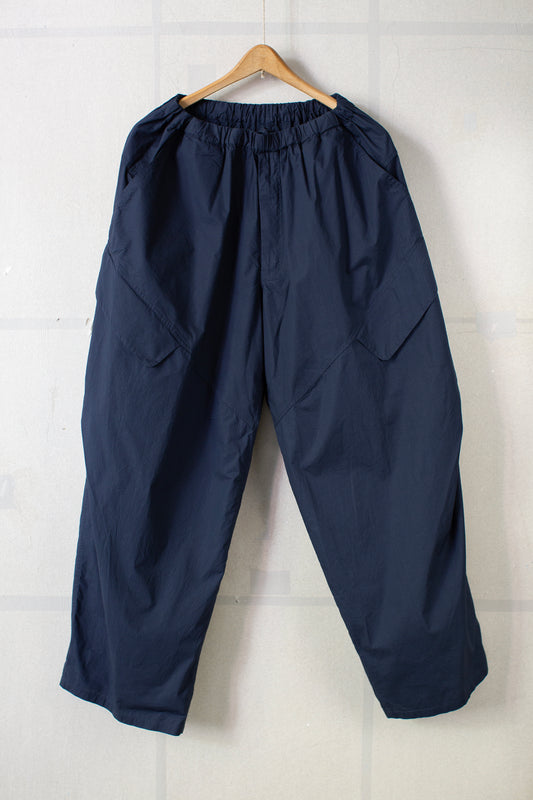 Navy washed cotton utility trousers