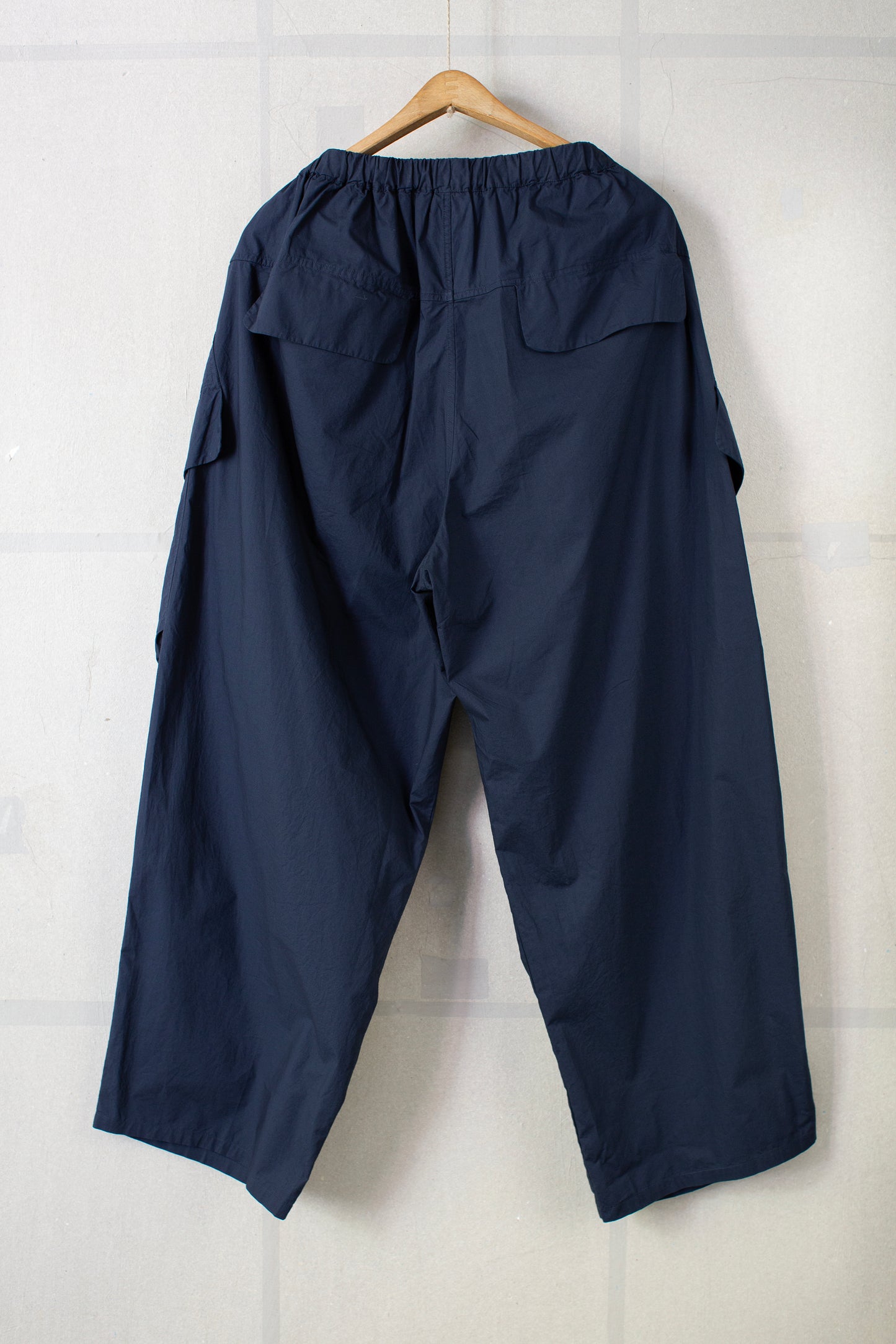 Navy washed cotton utility trousers