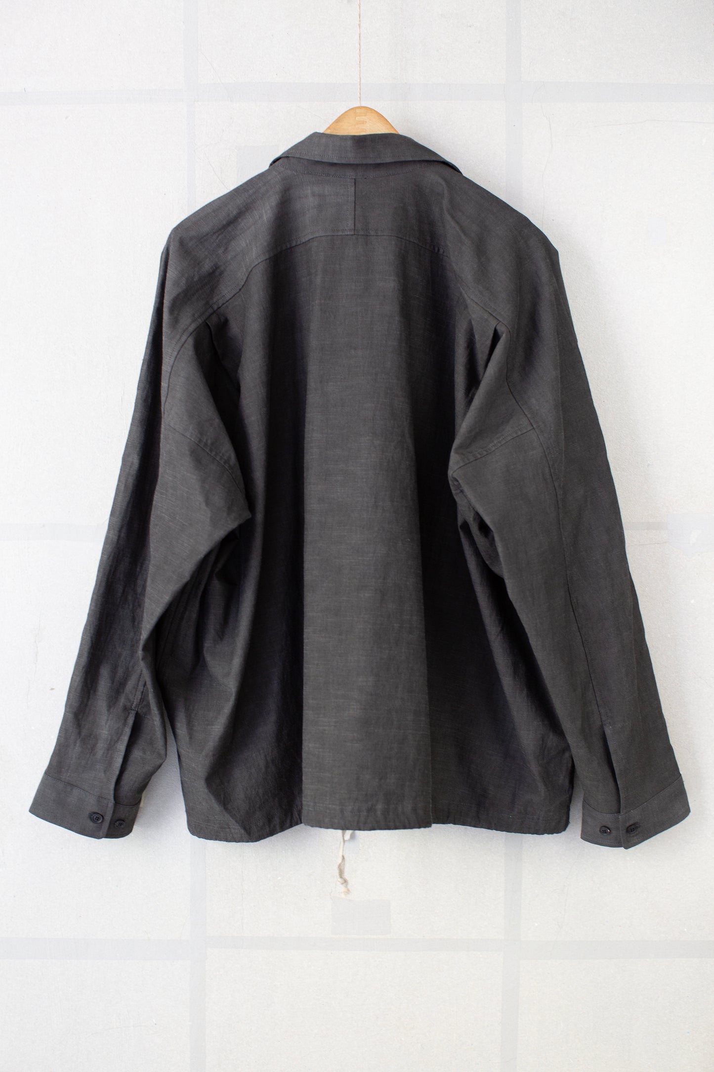 dark sumi slub cloth skipper shirt