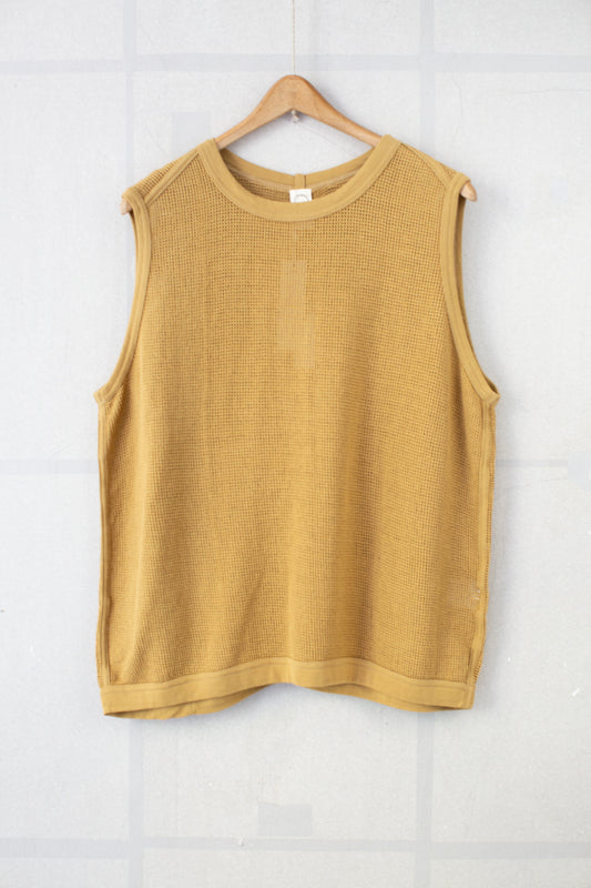 yellow olive cotton mesh sleeveless tee