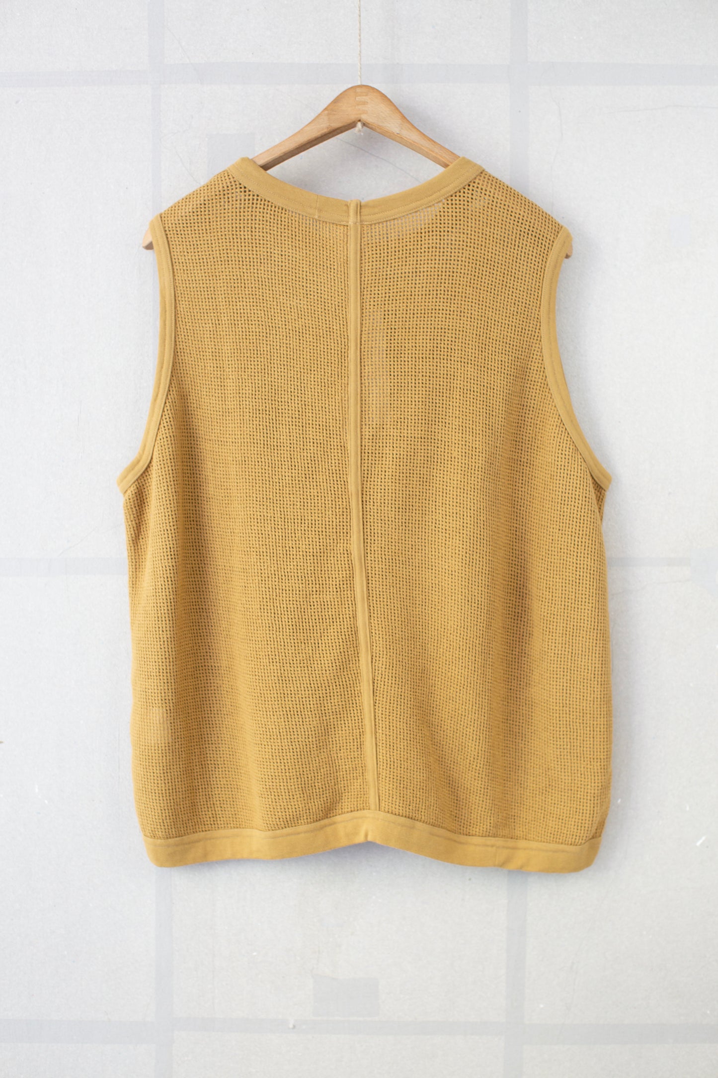 yellow olive cotton mesh sleeveless tee