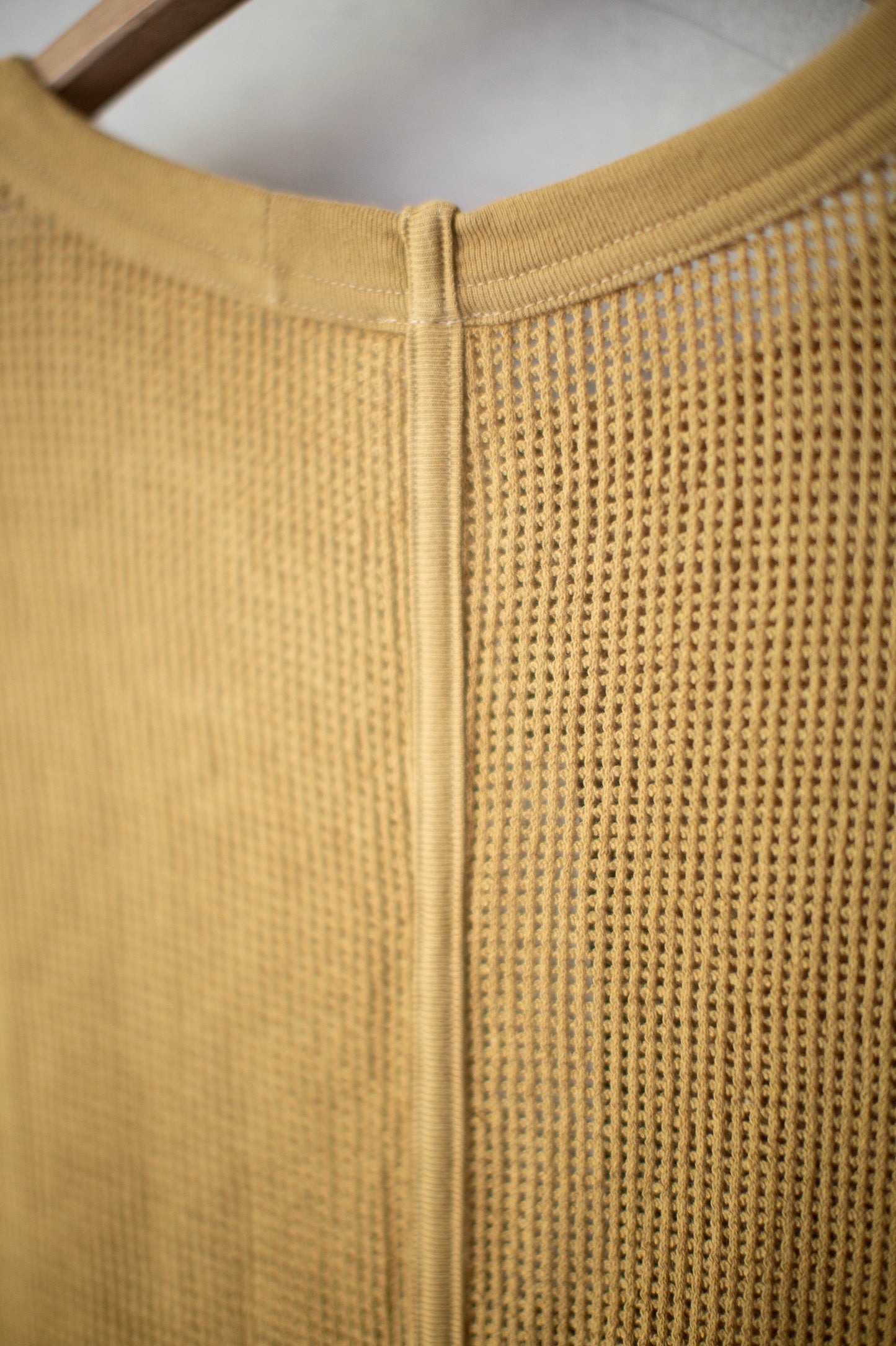 yellow olive cotton mesh sleeveless tee