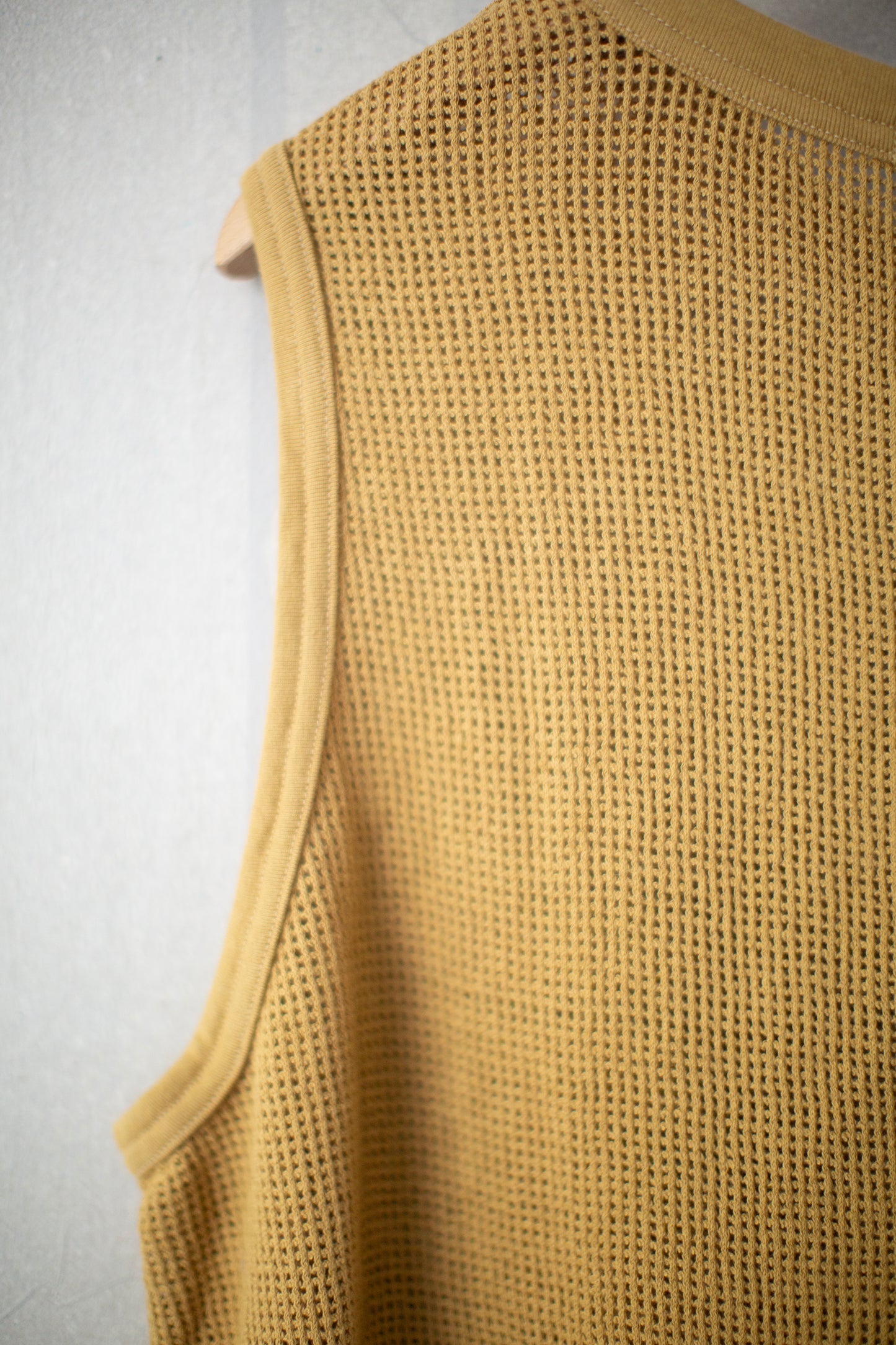 yellow olive cotton mesh sleeveless tee