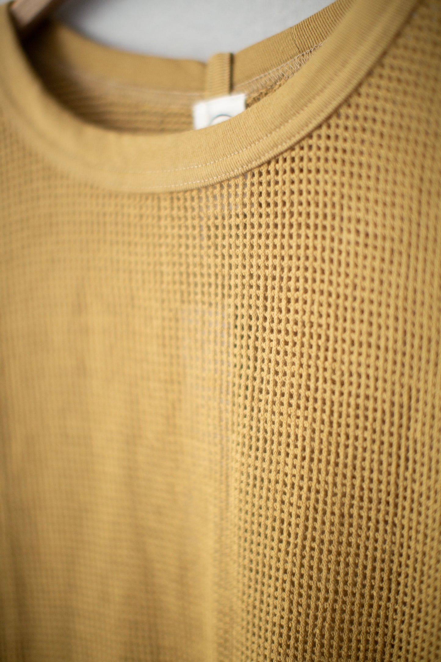 yellow olive cotton mesh sleeveless tee