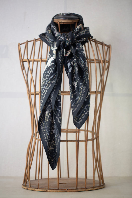 "Egypt" illustration print silk scarf