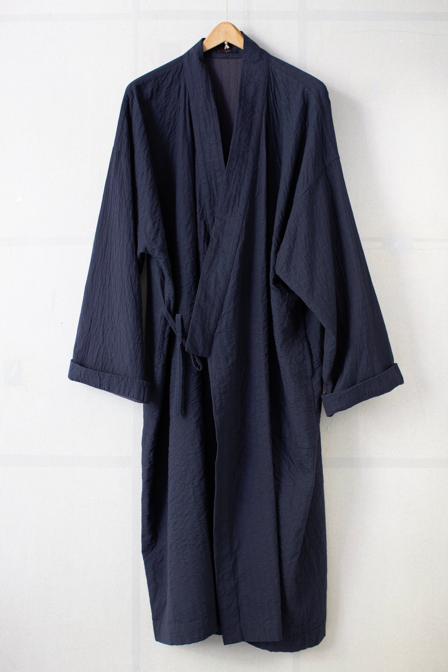 navy kantha embroidery kimono