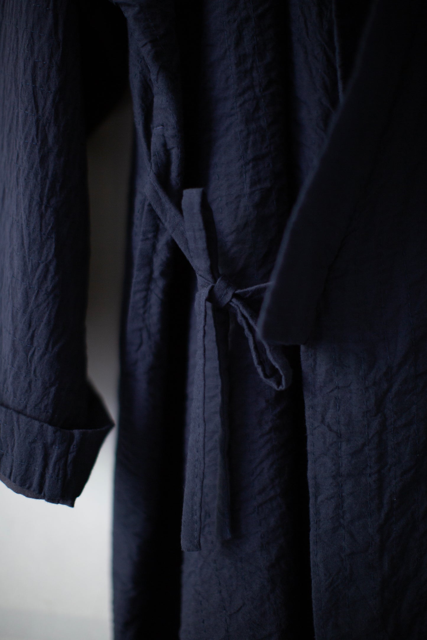 navy kantha embroidery kimono
