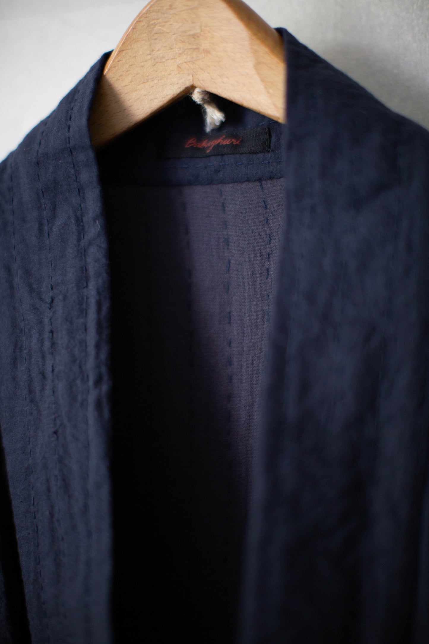 navy kantha embroidery kimono