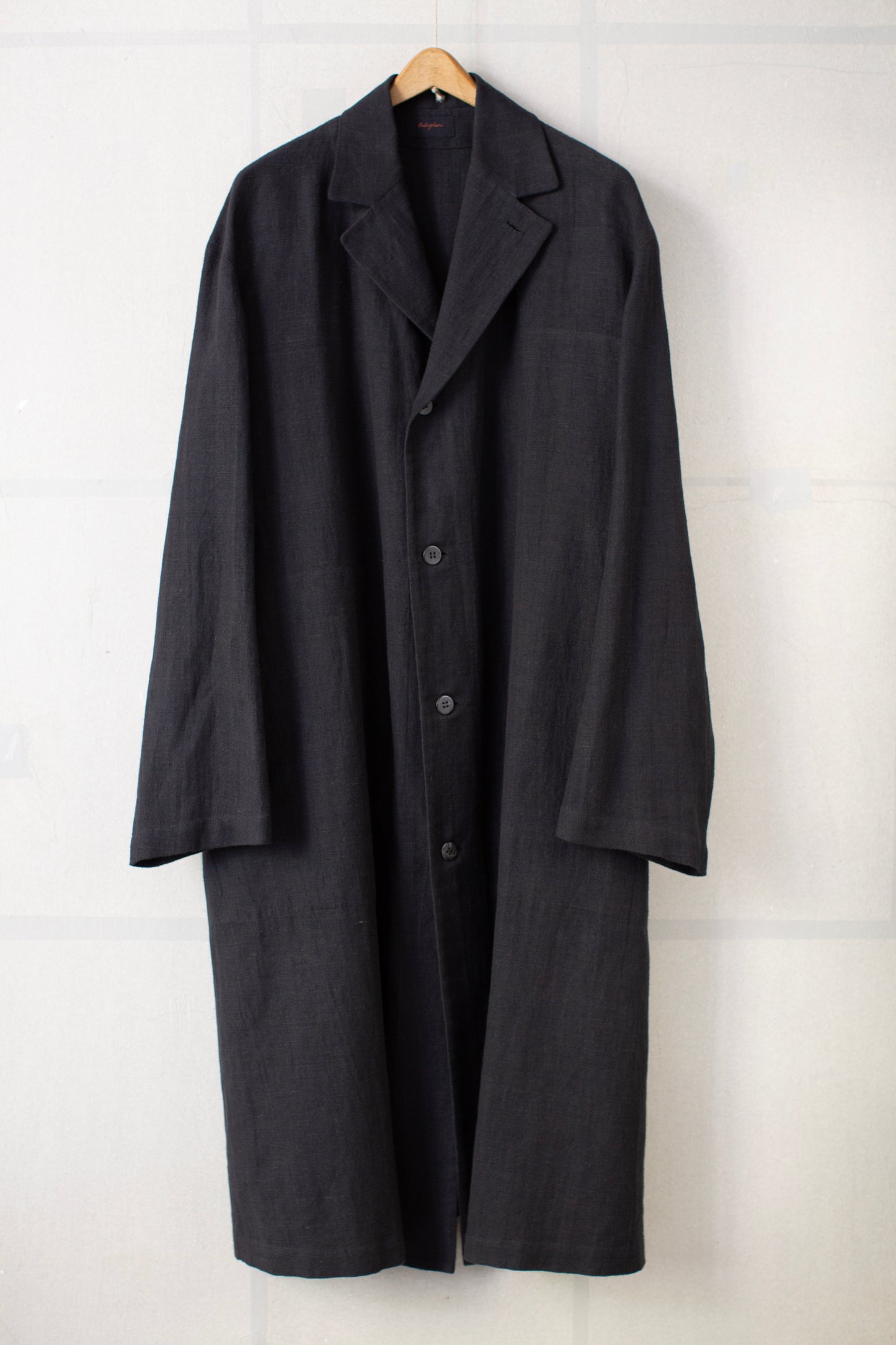 off black khadi linen coat