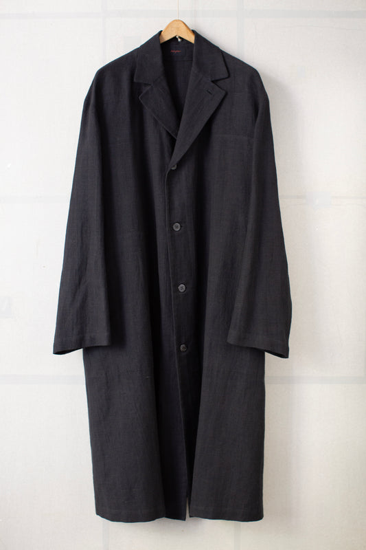off black khadi linen coat