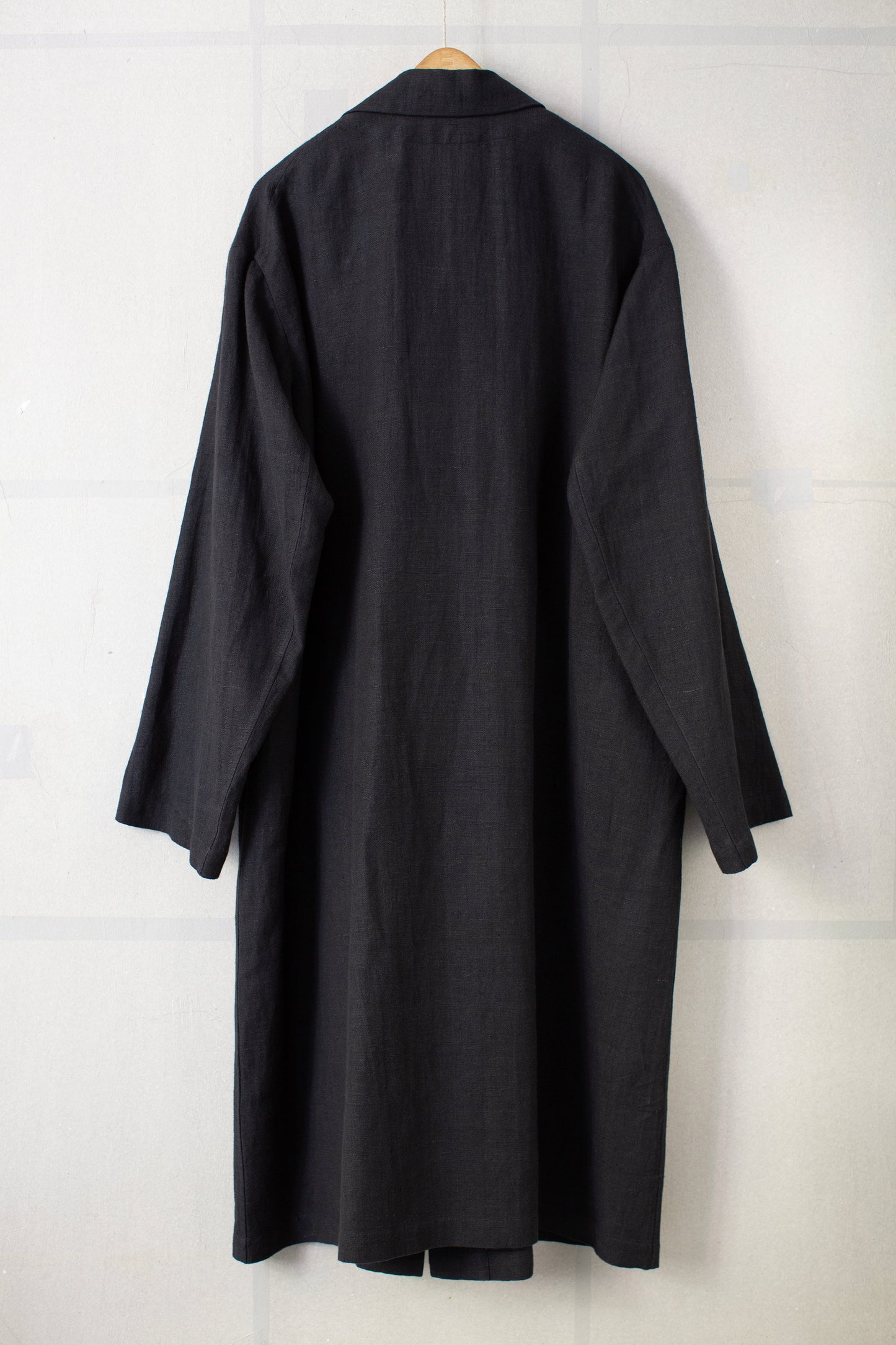 off black khadi linen coat