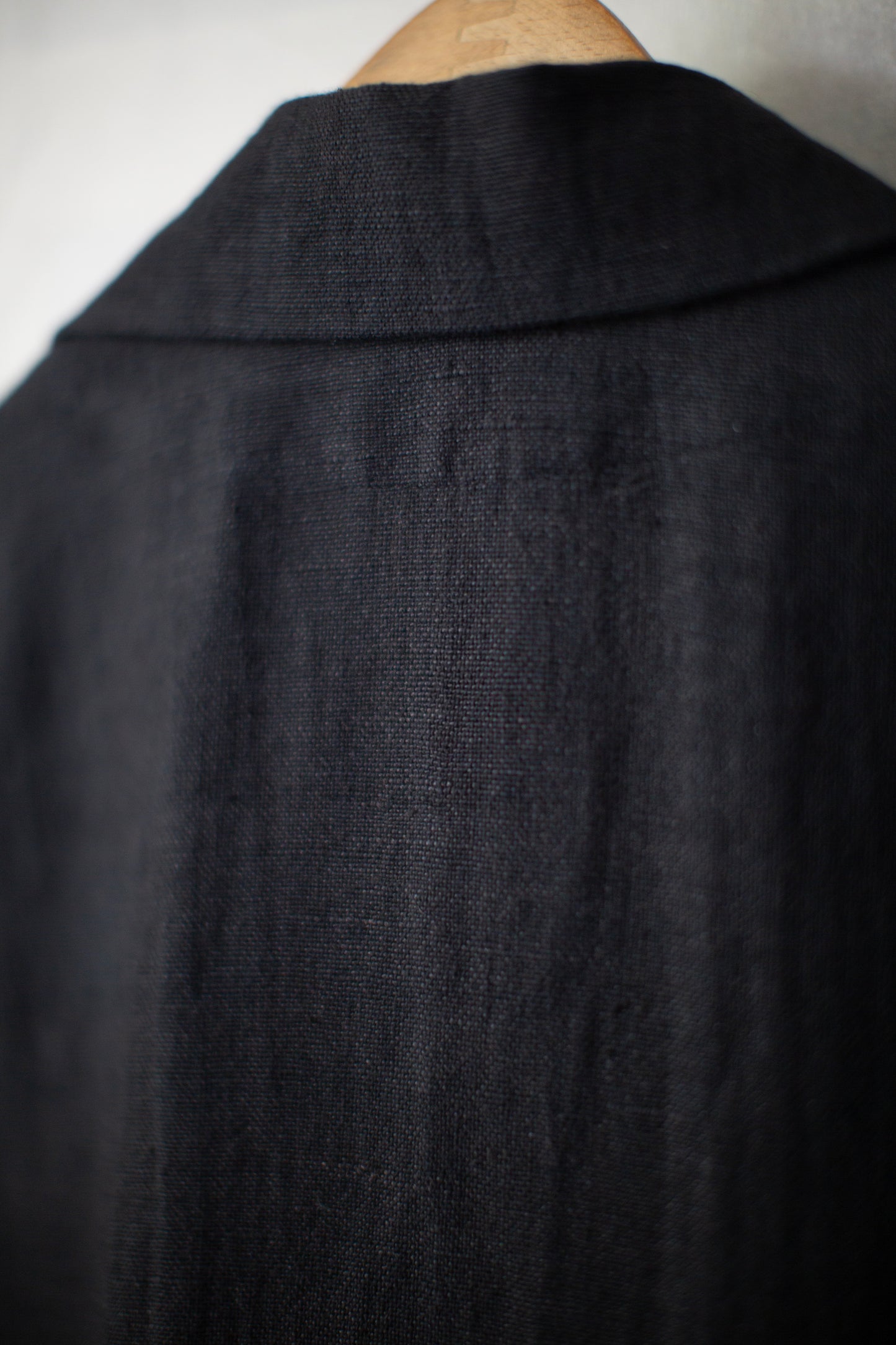 off black khadi linen coat