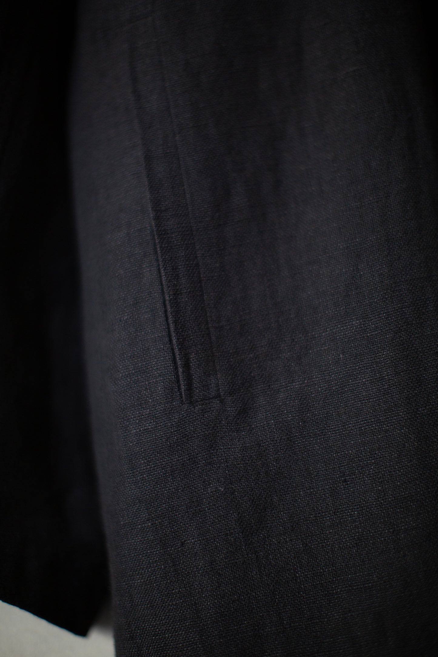 off black khadi linen coat